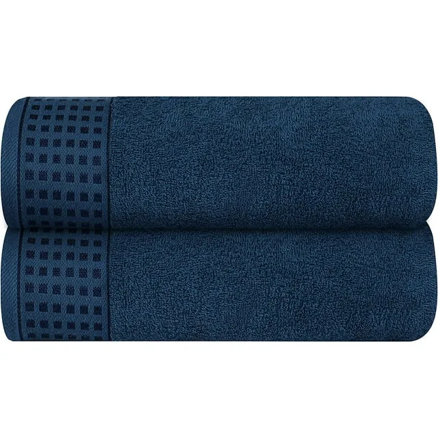 GLAMBURG 100% Cotton 2 Pack Oversized Bath Towel Set 28x55 Inches, Ultra Soft Highly Absorbant Compact Quickdry & Lightweight Large Bath Towels, Ideal for Gym Travel Camp Pool - Mineral Blue