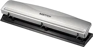 Bostitch Office 3 Hole Punch, 12 Sheet Capacity, Silver