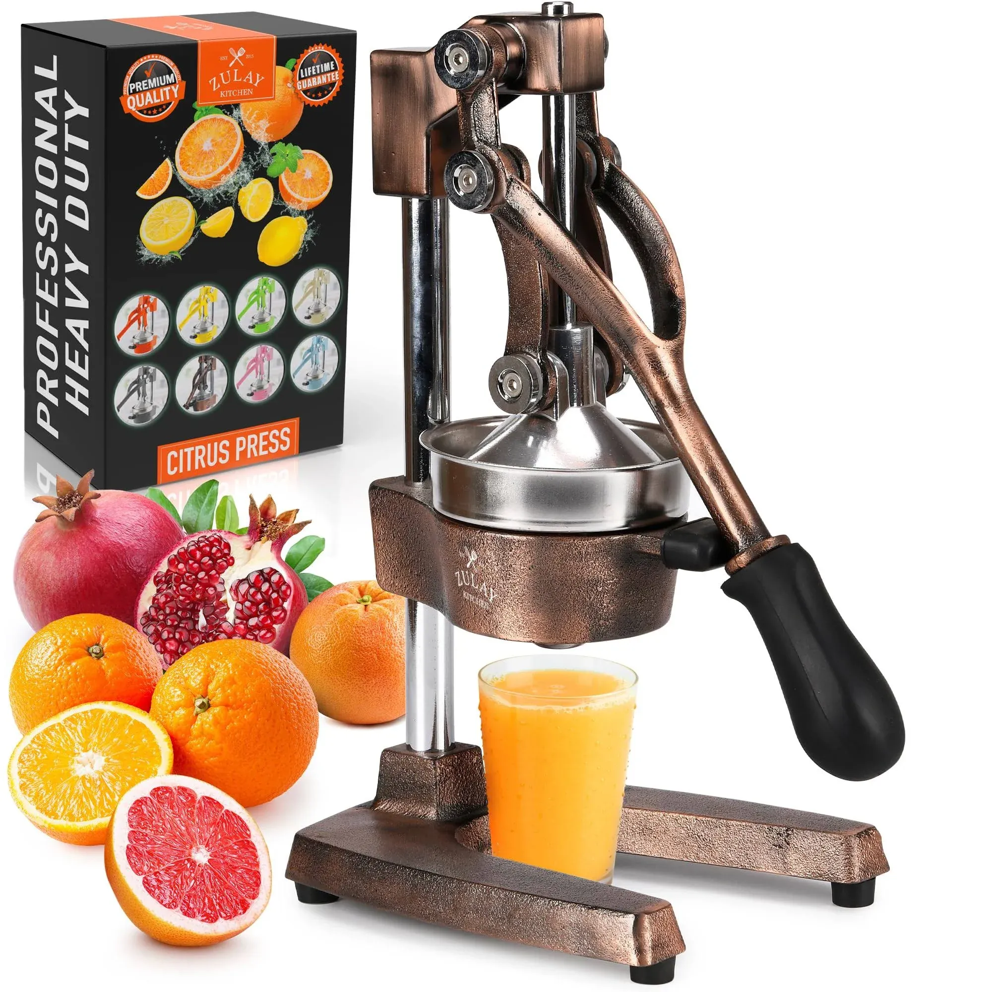 Zulay Kitchen Premium Citrus Juicer - Manual Citrus Press and Orange Squeezer Large Rustic Copper Finish