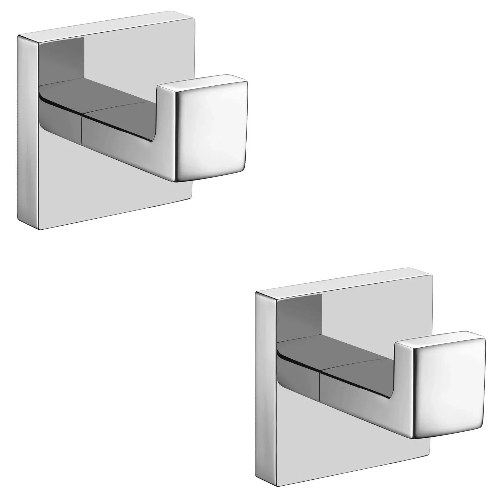 Nolimas Bath Towel Hook SUS 304 Stainless Steel Square Clothes Towel Coat Robe Hook Cabinet Closet Door Sponges Hanger for Bath Kitchen Garage Heavy Duty Wall Mounted, Chrome Polished Finish,2Pack