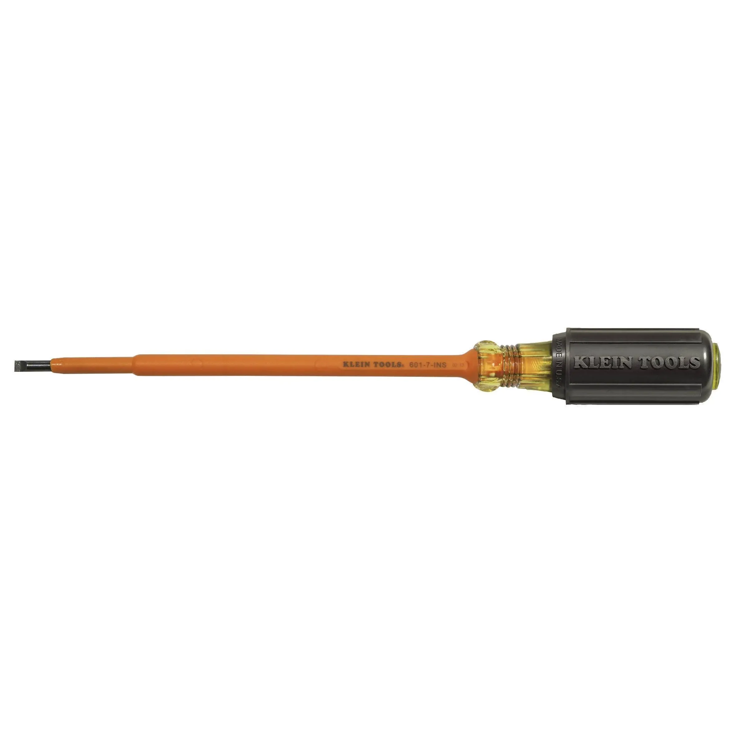 Klein Tools 601-7-INS 7" Insulated Screwdriver 3/16" Cabinet