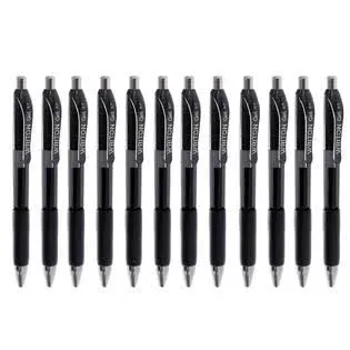 Writon Retractable Gel Pens, Comfort Grip, 0.7mm Fine Point, Black Ink, 12 Pack