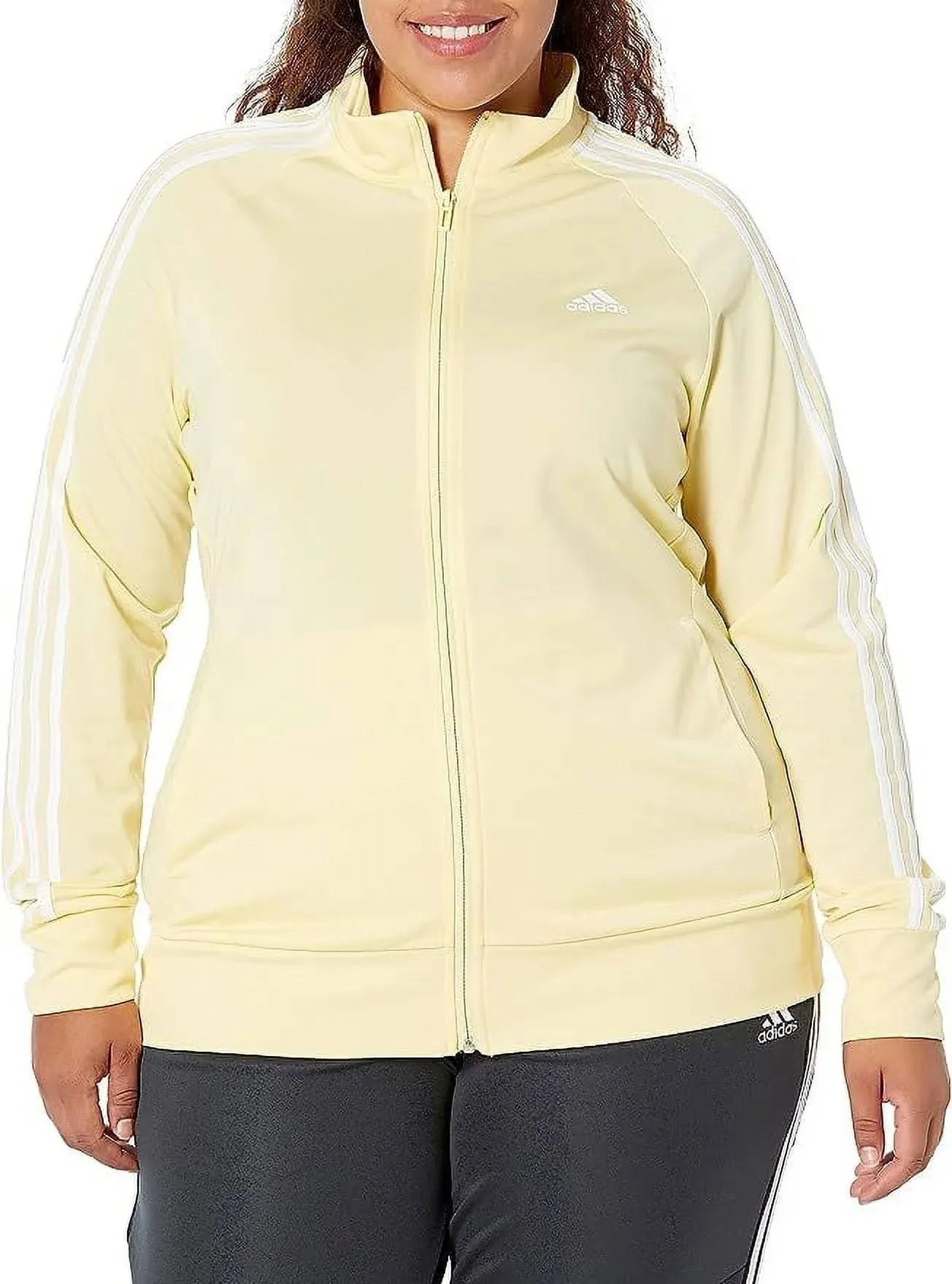 Adidas Women's Plus Size Essentials Warm-Up Slim 3-Stripes Track Top