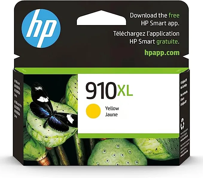 HP 910XL High Yield Yellow Original Ink Cartridge, 3YL64AN#140