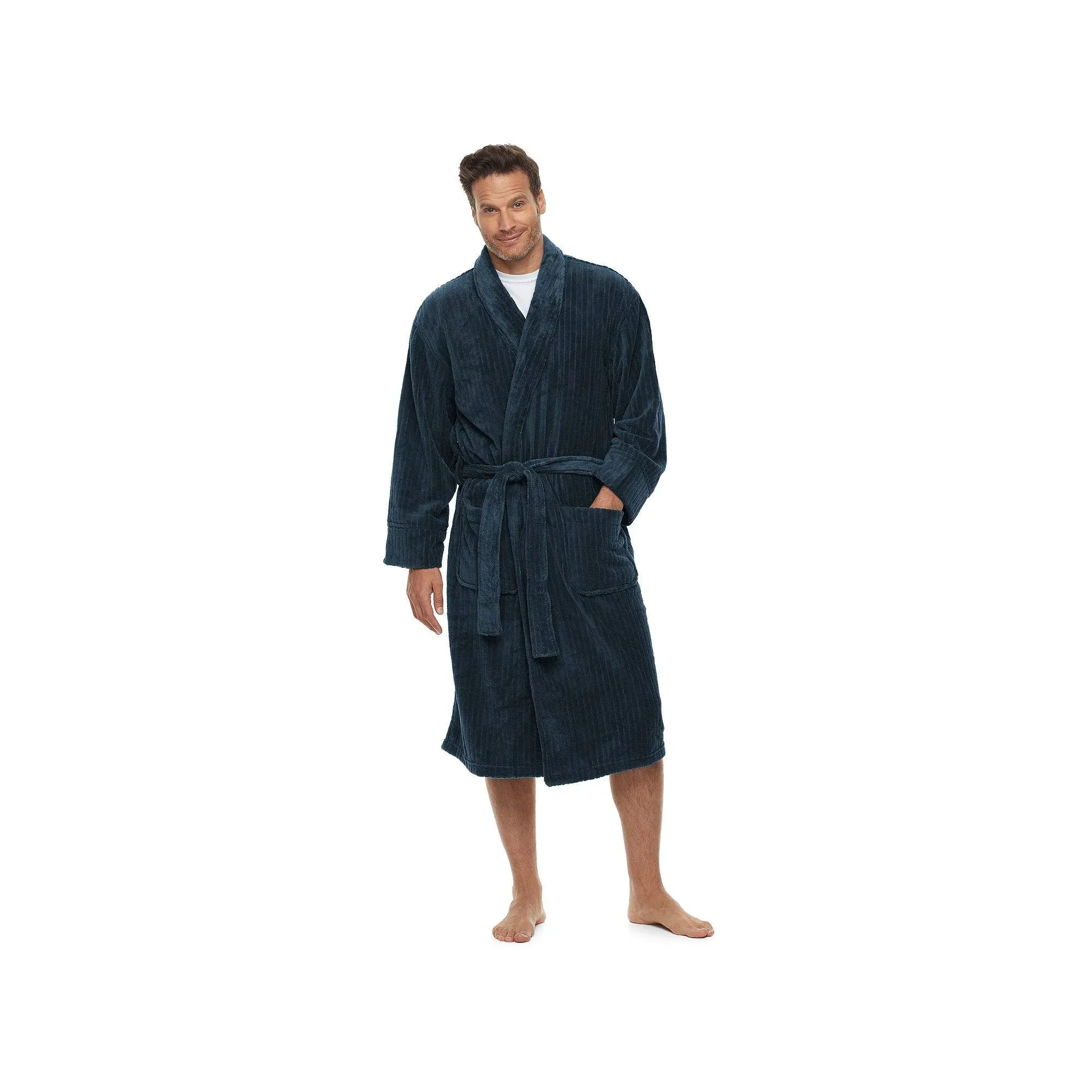 Hanes 4210T Tall Man Ultimate Plush Soft Touch Robe, Navy