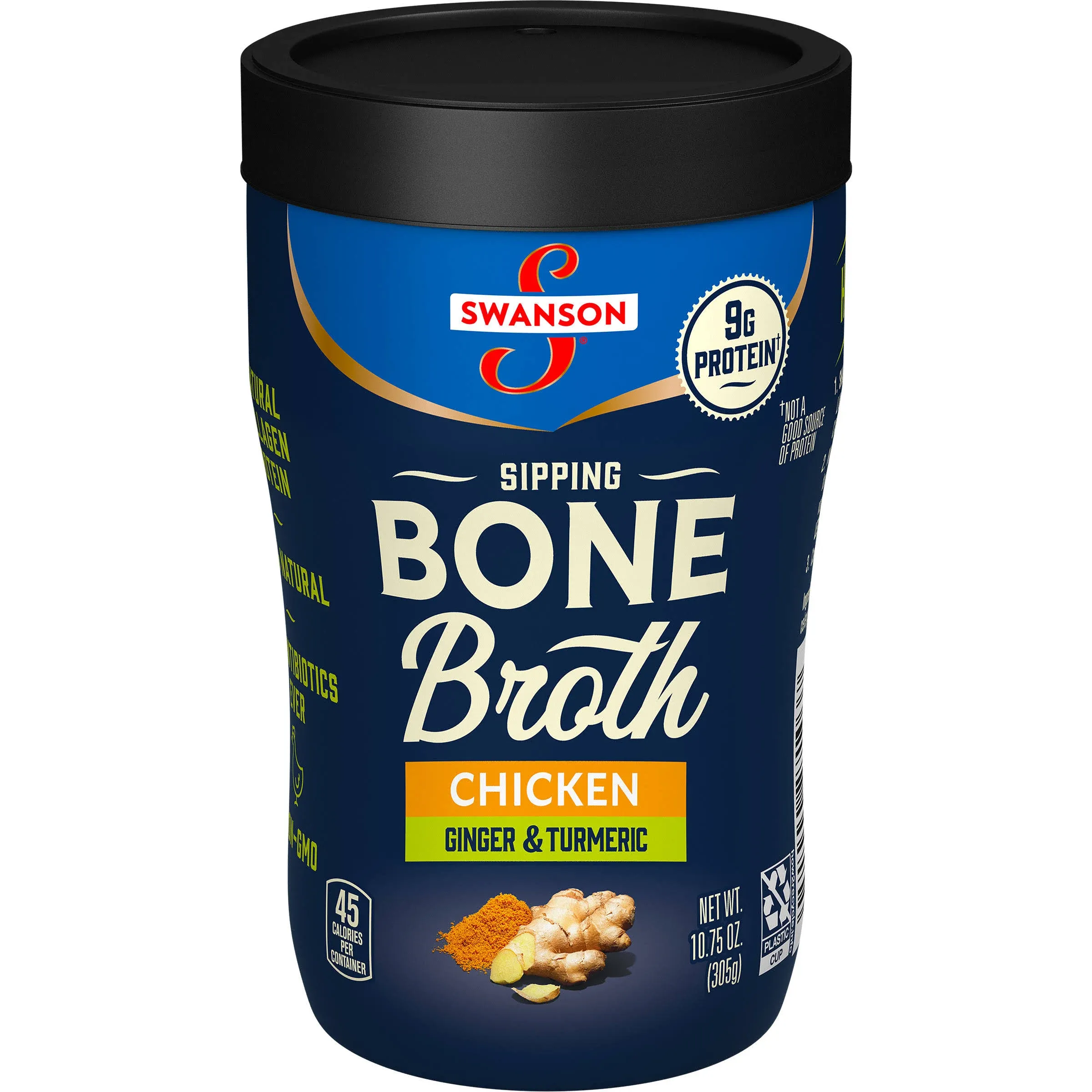 Swanson Sipping Chicken Bone Broth with Ginger & Turmeric 10.75 oz