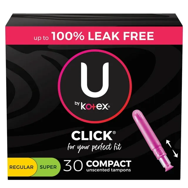 U by Kotex Click Compact Unscented Tampons - Regular 32 ct