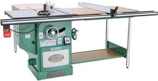 Grizzly G0651 10 inch 3 HP 220V Heavy Duty Cabinet Table Saw with Riving Knife