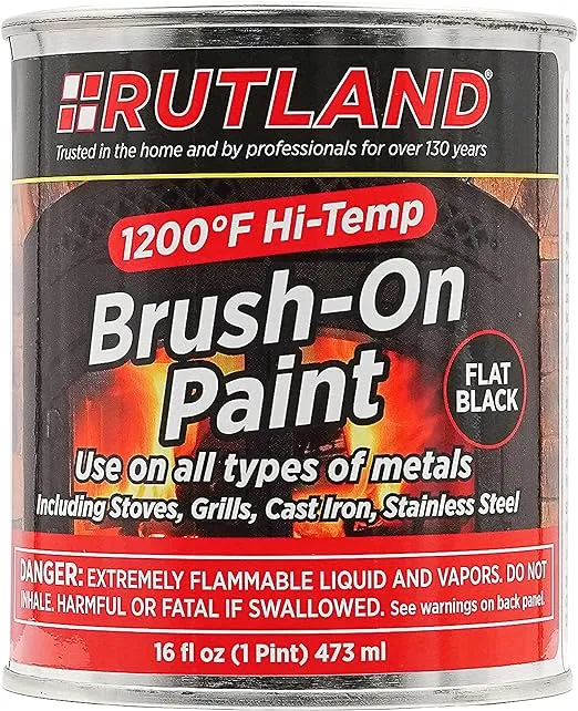 Rutland 1200-Degree F Brush-On Flat Stove Paint 16 Fluid Ounce Black