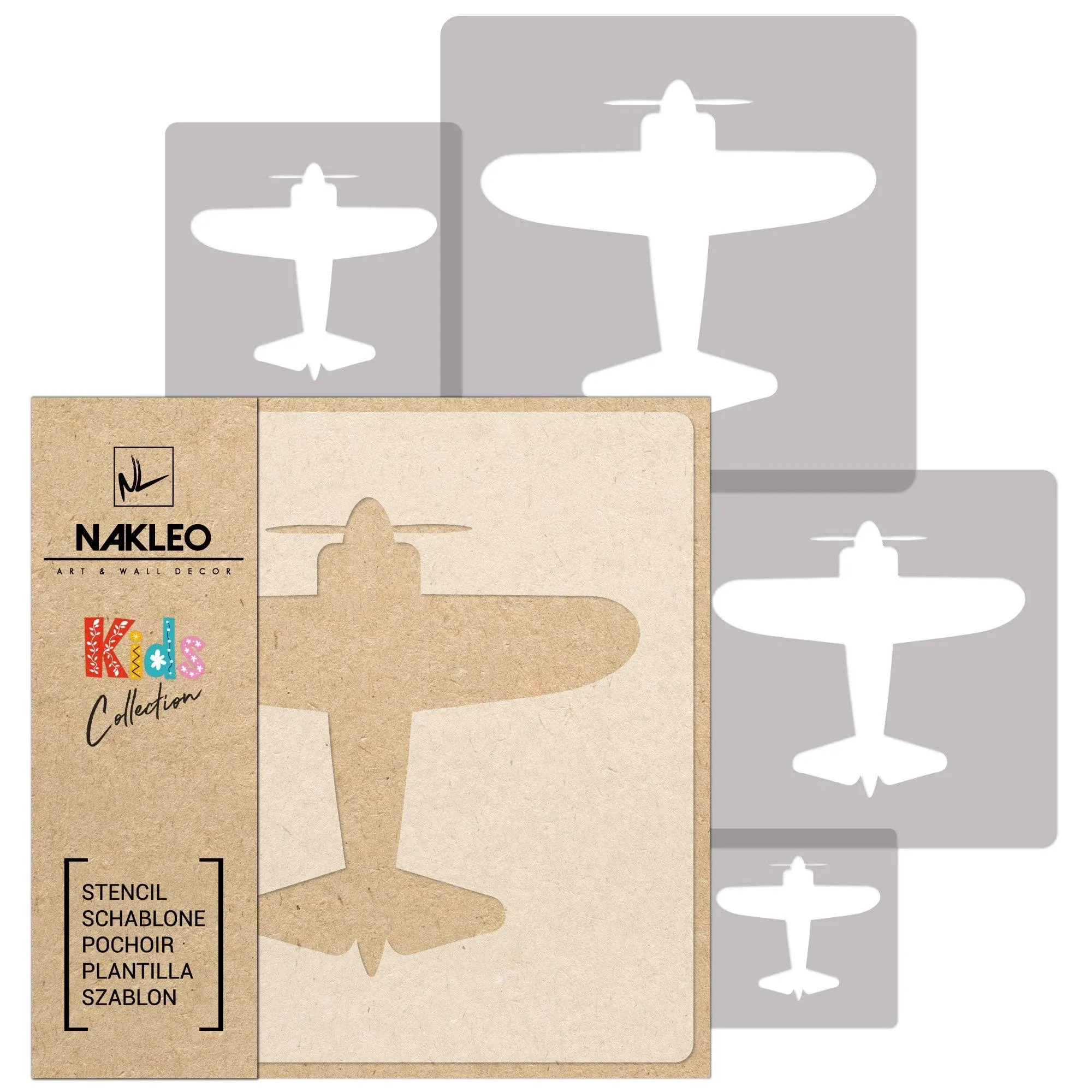 5x reusable PLASTIC Stencils // 13.4&#034; to 3.5&#034; // Nursery Template // PLANE #2