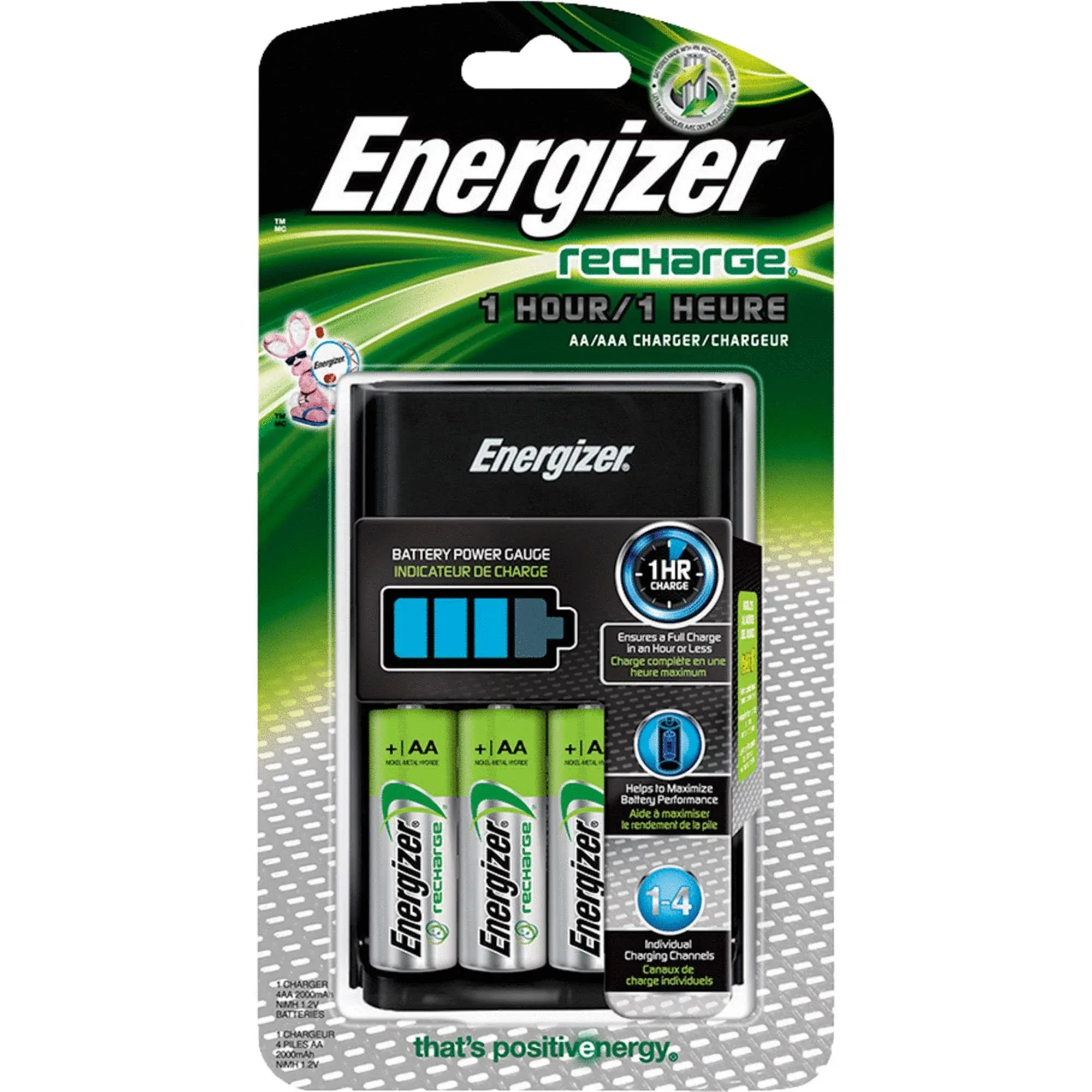 Energizer Recharge 1-Hour Charger For AA/AAA NiMH Batteries