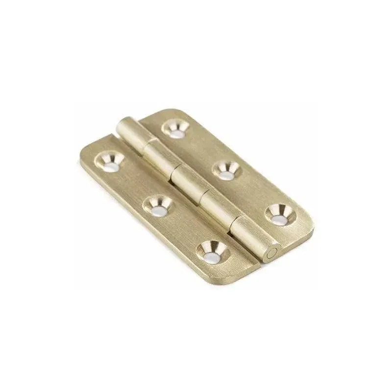 4 PCS Brushed Solid Brass Butt Hinges 2 Inch for Cabinet Doors Trunks Wood Ch...