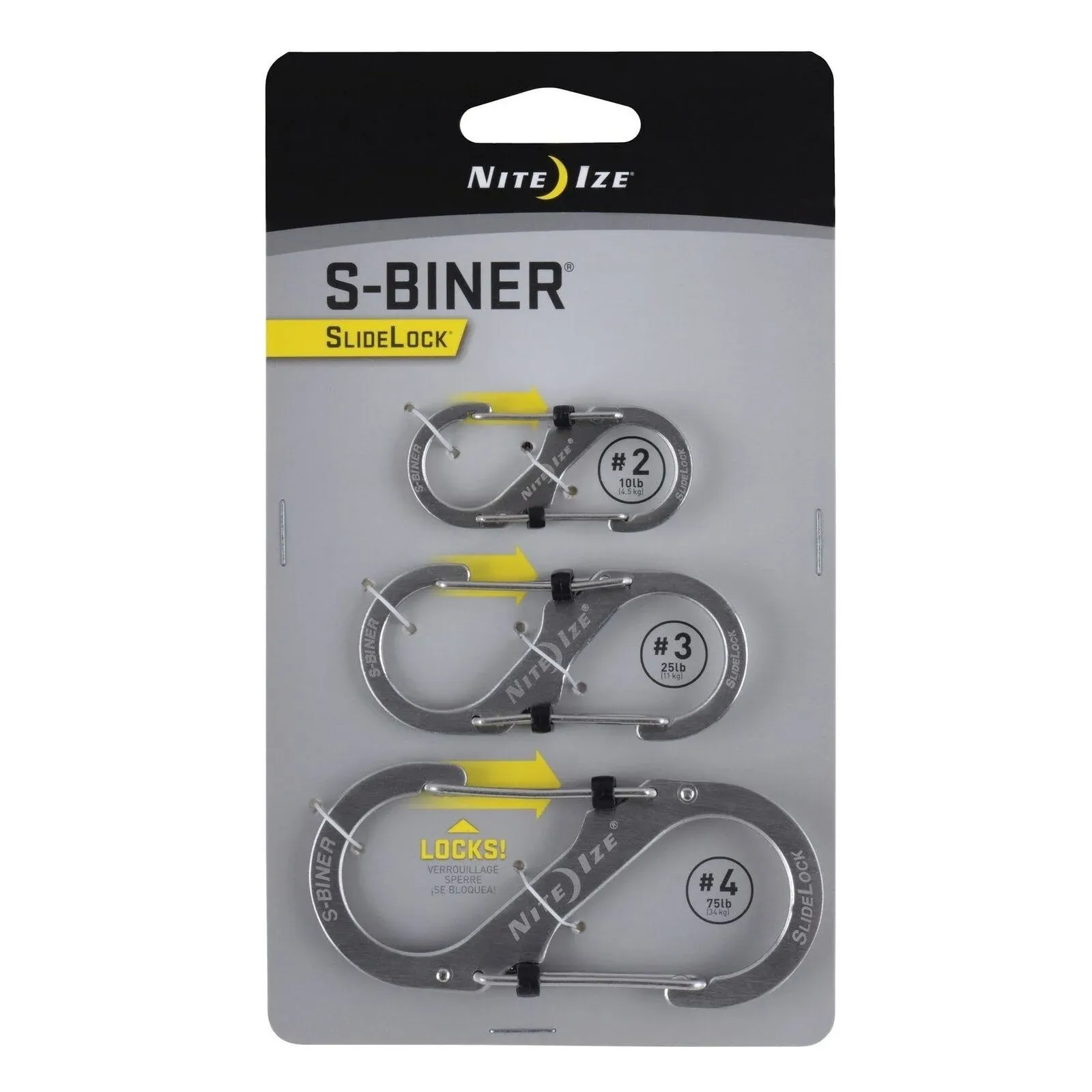 Nite Ize S-Biner Carabiner, Stainless, SlideLock - 4 carabiner