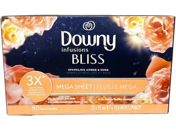 Downy Infusions Bliss Sparkling Amber & Rose Dryer Sheets 80 Sheets