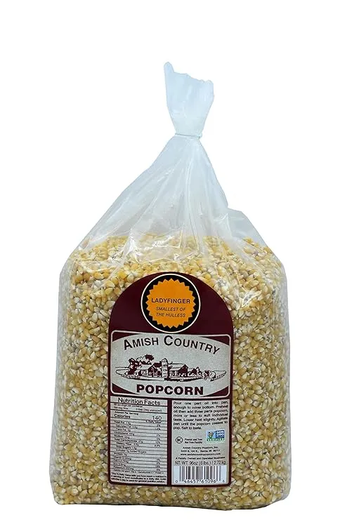 Amish Country Popcorn 6 lb Bag | Ladyfinger Popcorn Kernels | Old Fashioned-6 lb