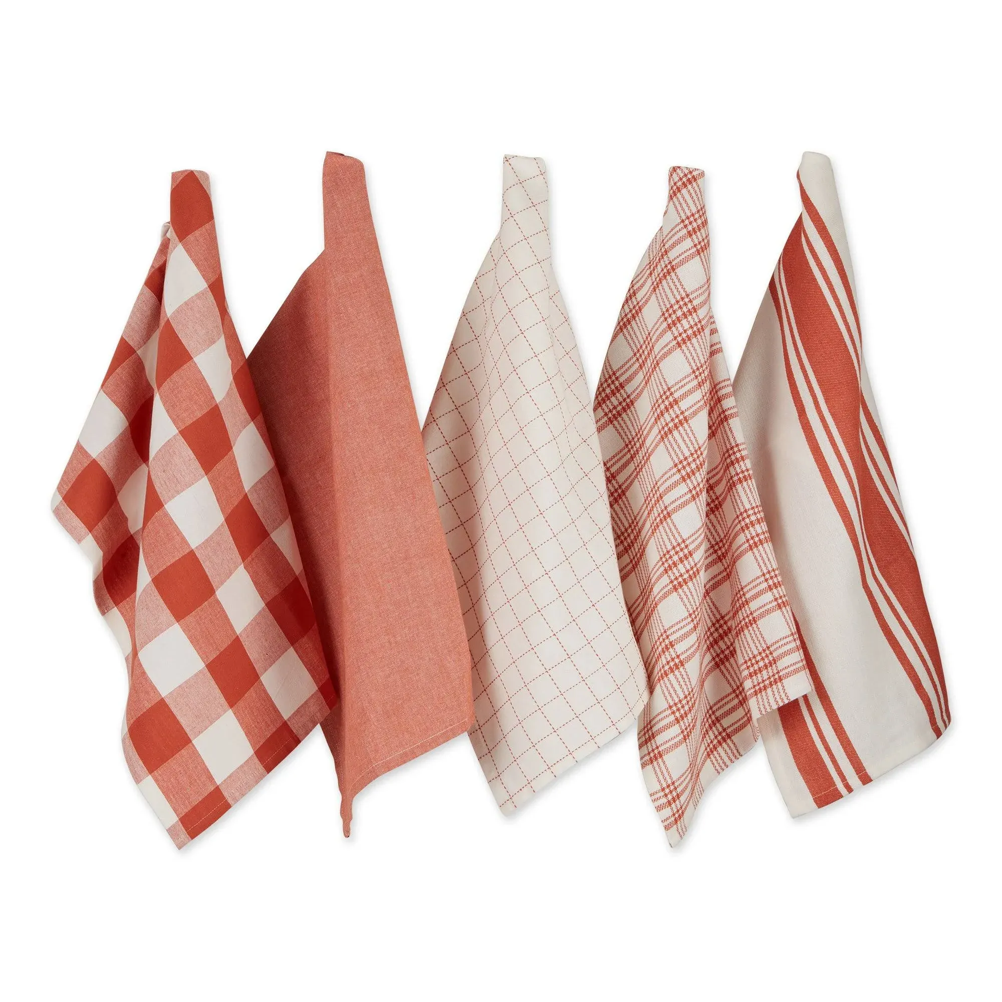 DII Asst Vintage Red Everyday Dishtowel (Set of 5)