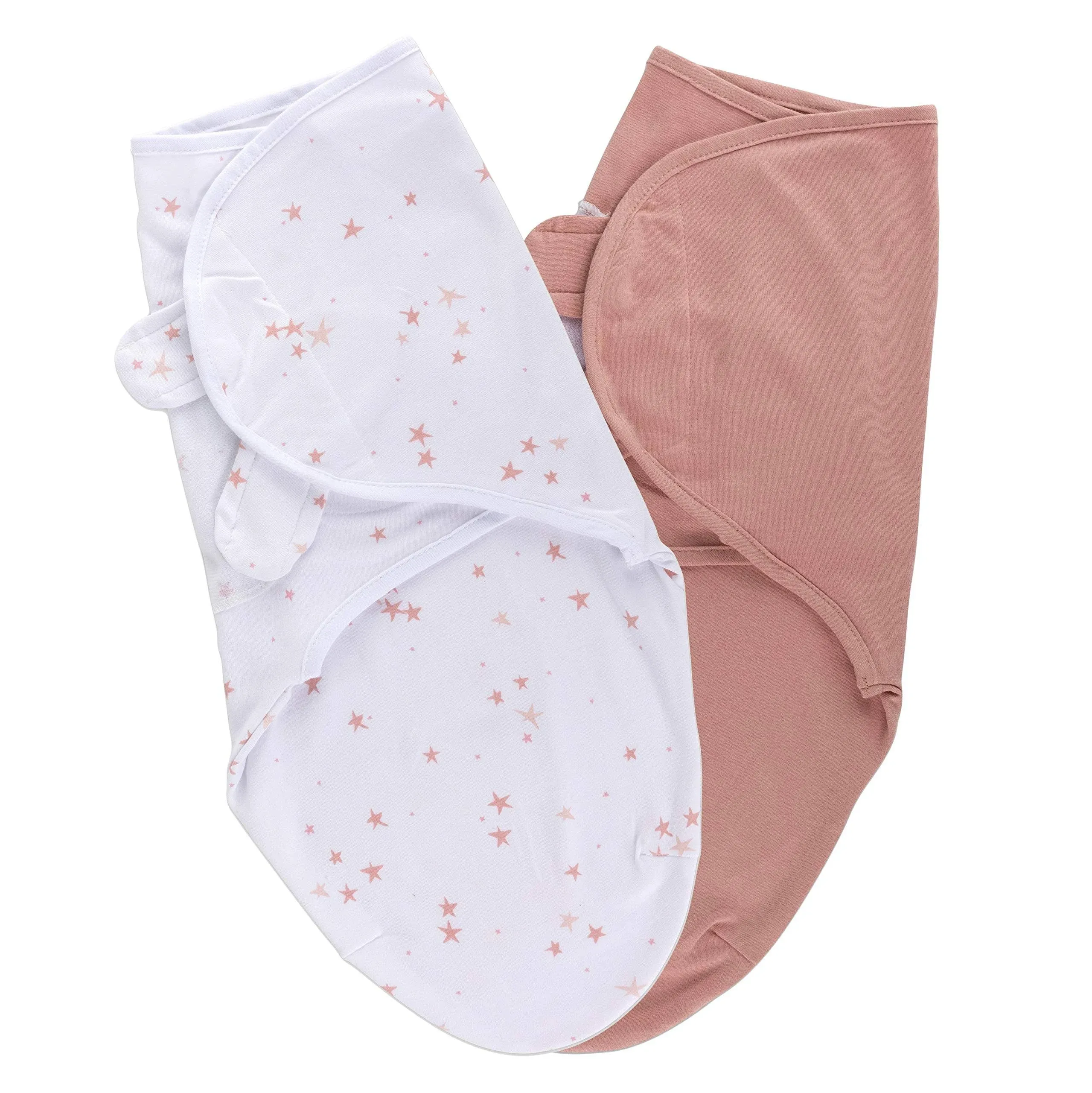 Ely's&Co. Adjustable Swaddle 2 Pack Dusty Rose