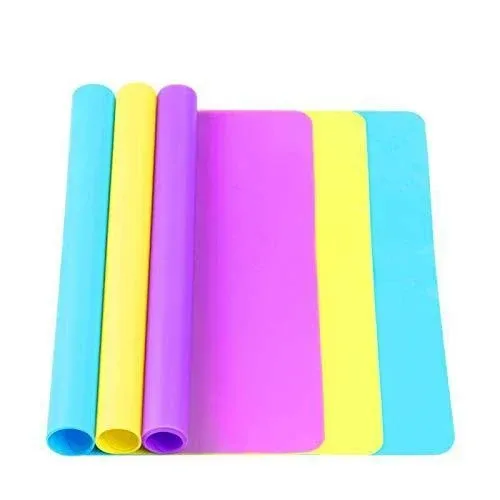 3 Pack Silicone mat Large Silicone Sheets for Crafts, Liquid, Resin Jewelry Casting Molds Mat, Silicone Placemat 15.7” x 11.8” (Blue& Purple & Yellow)