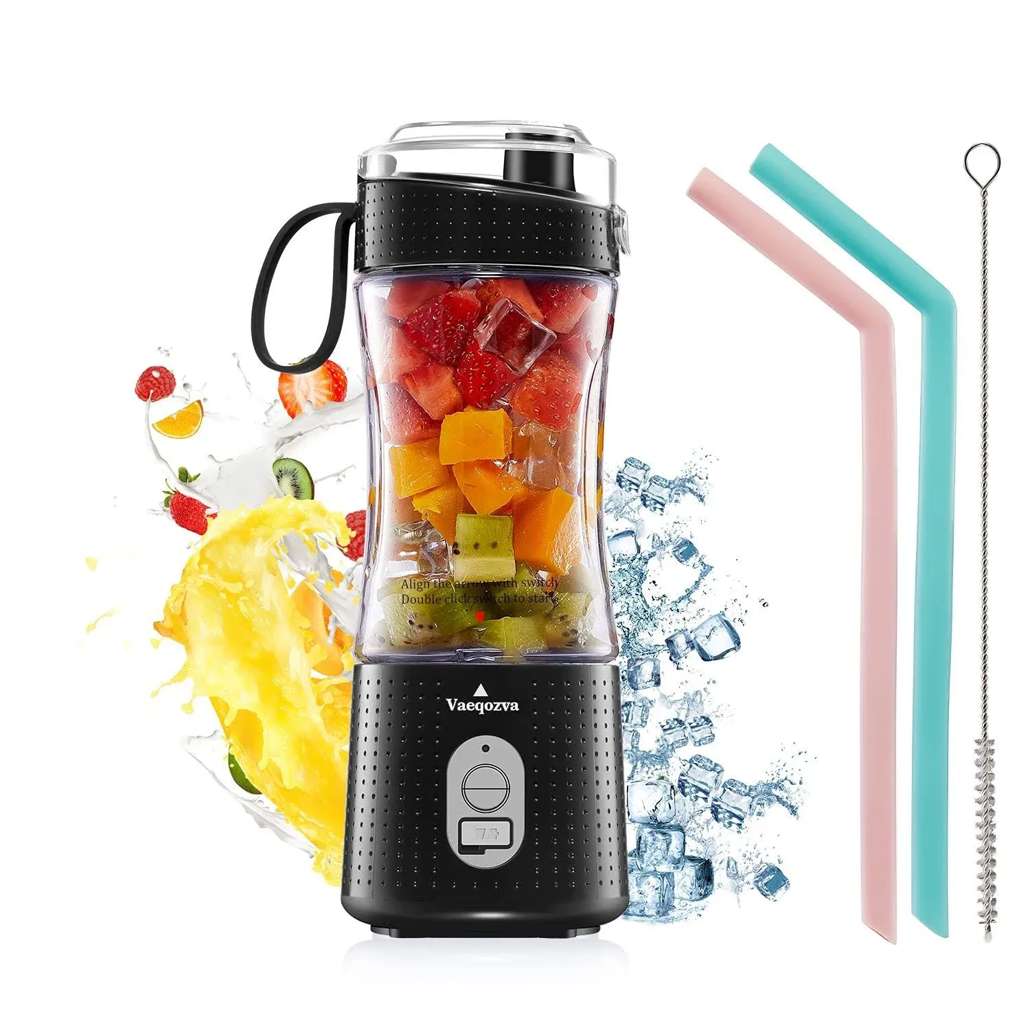 Vaeqozva Portable Blender USB Rechargeable Personal Mixer Fruit 12.8 Oz Mini ...