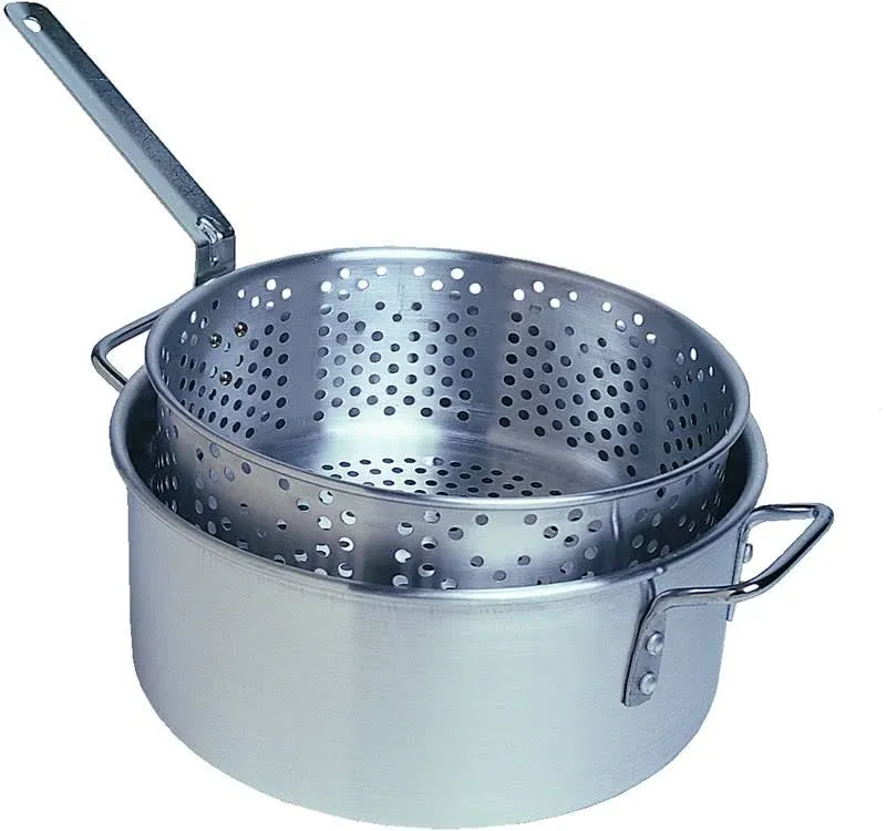 NEW Aluminum Fry And Steam Pot Set 10.5 Quart Outdoor Camping Built In Handles