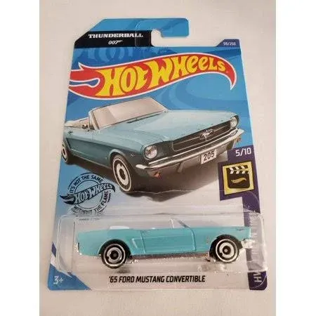 Hot Wheels 2020 HW Screen Time James Bond Thunderball 007 '65 Ford Mustang Convertible 59/250, Light Blue