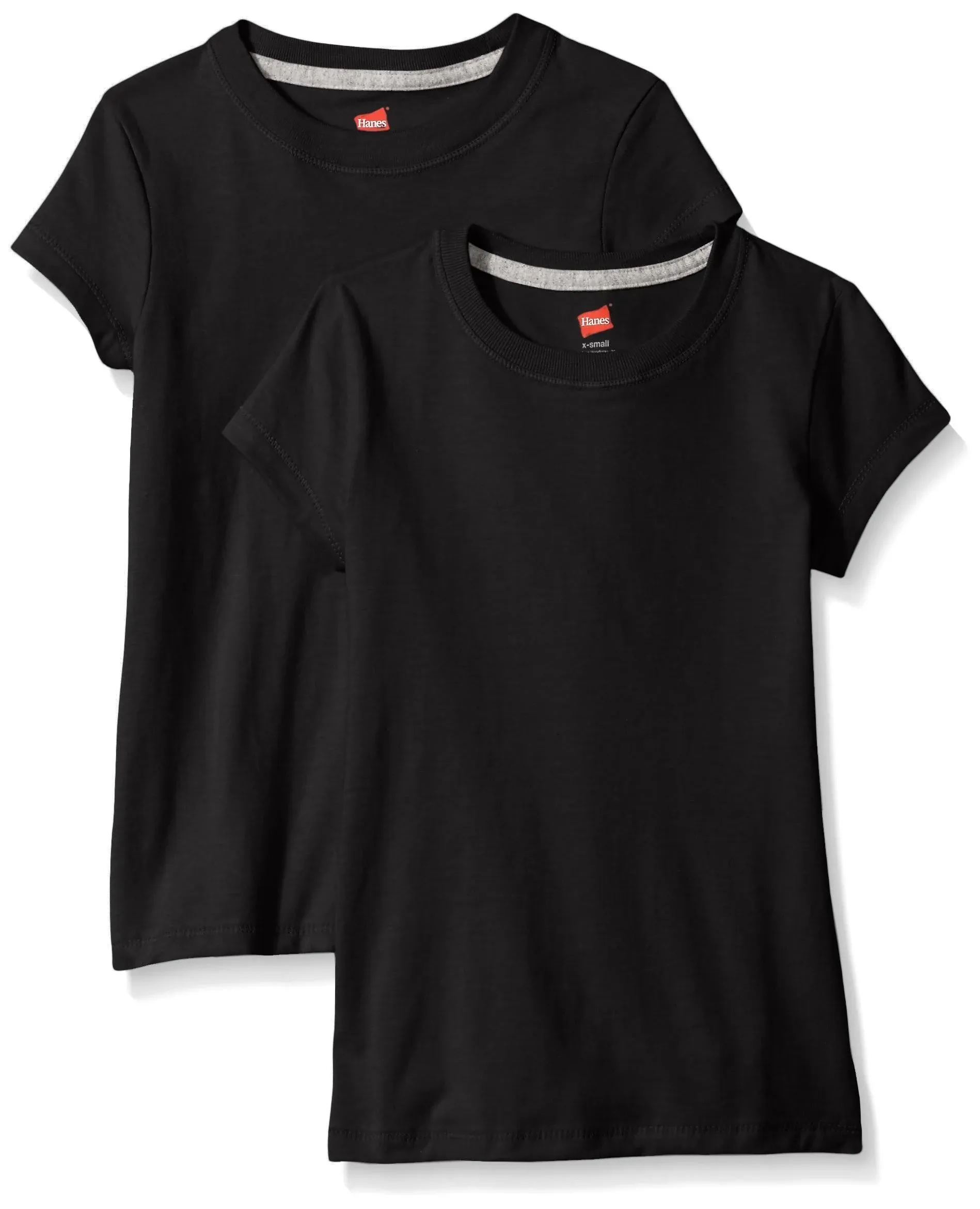 Hanes Girls' Essential Tee 2-Pack Black XS