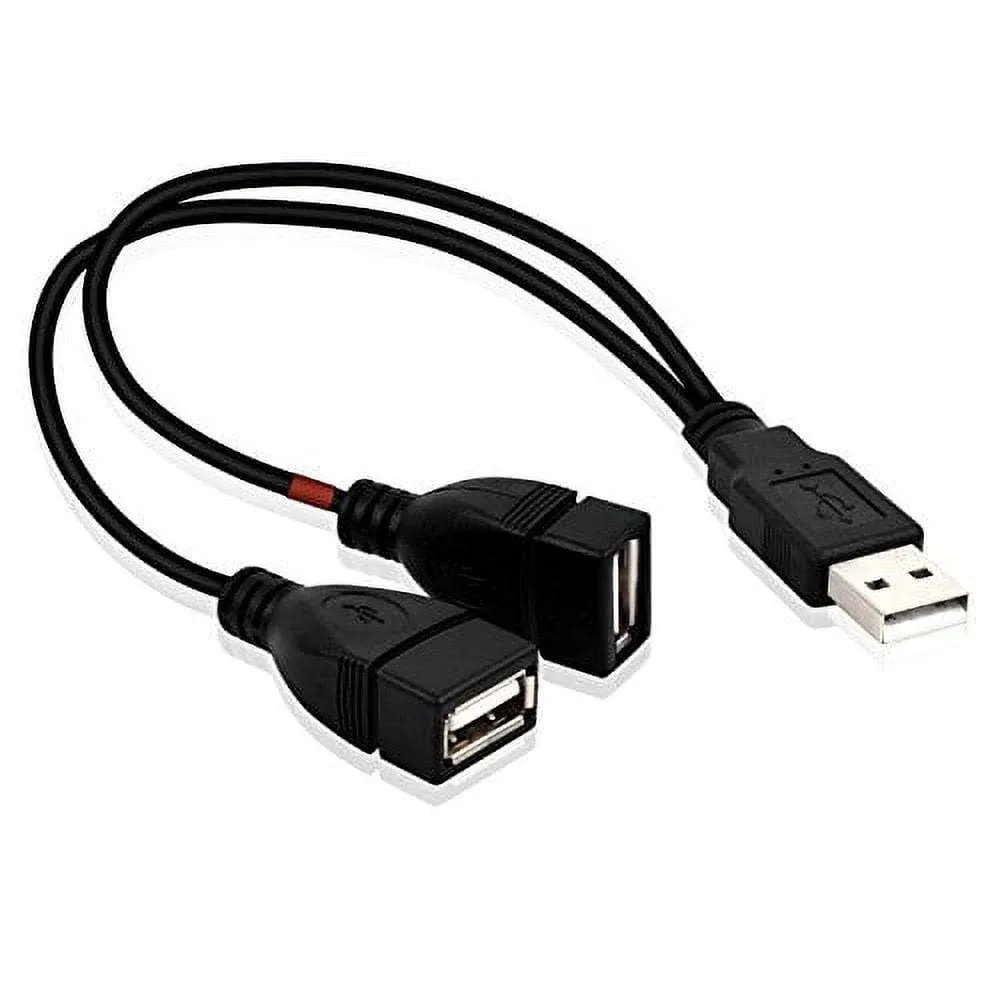 USB 2.0 A male to 2 Dual USB Female Jack Y Splitter Hub Power Cord Extension Adapter Cable