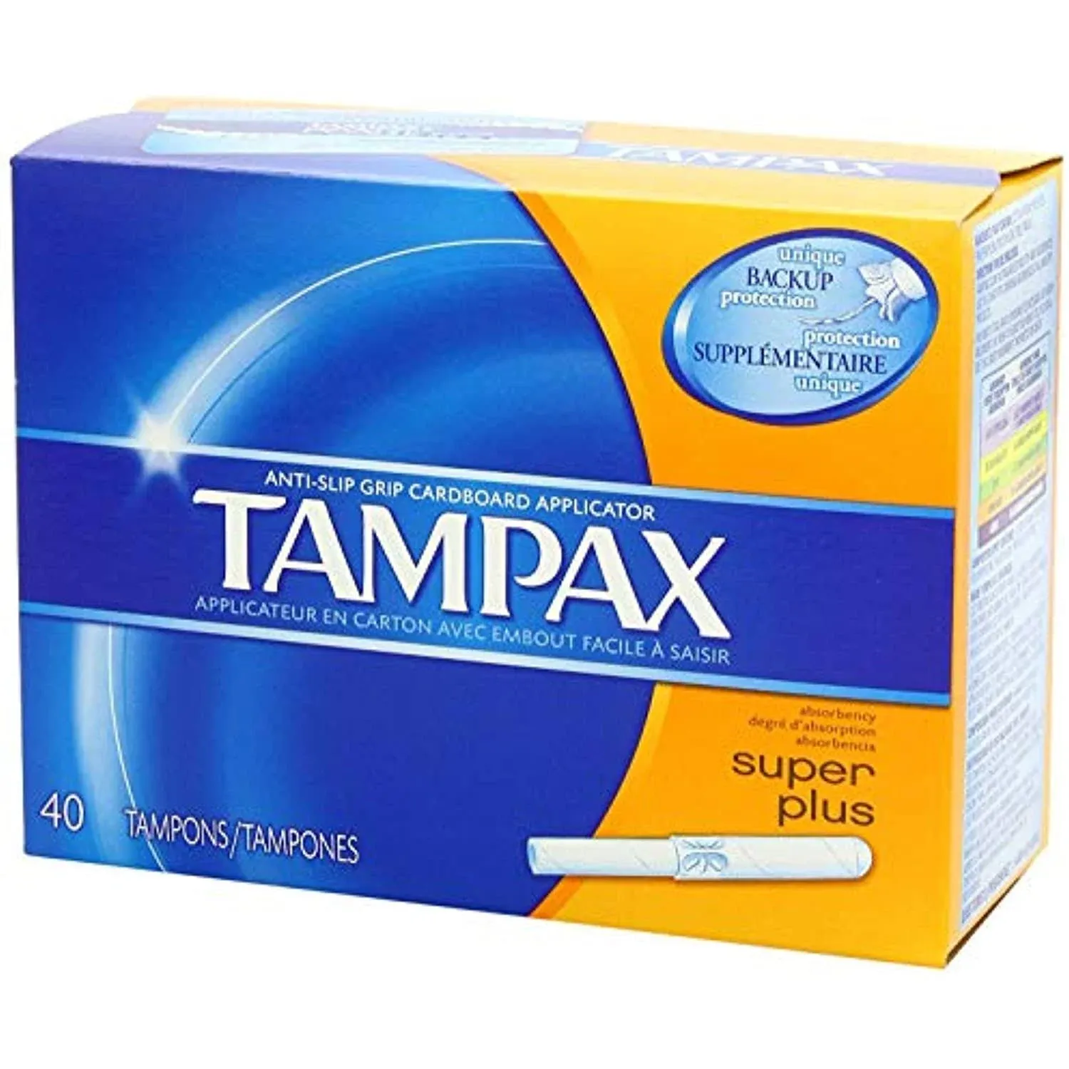 Tampax Cardboard Applicator Tampons, Regular, Unscented, 40 Count