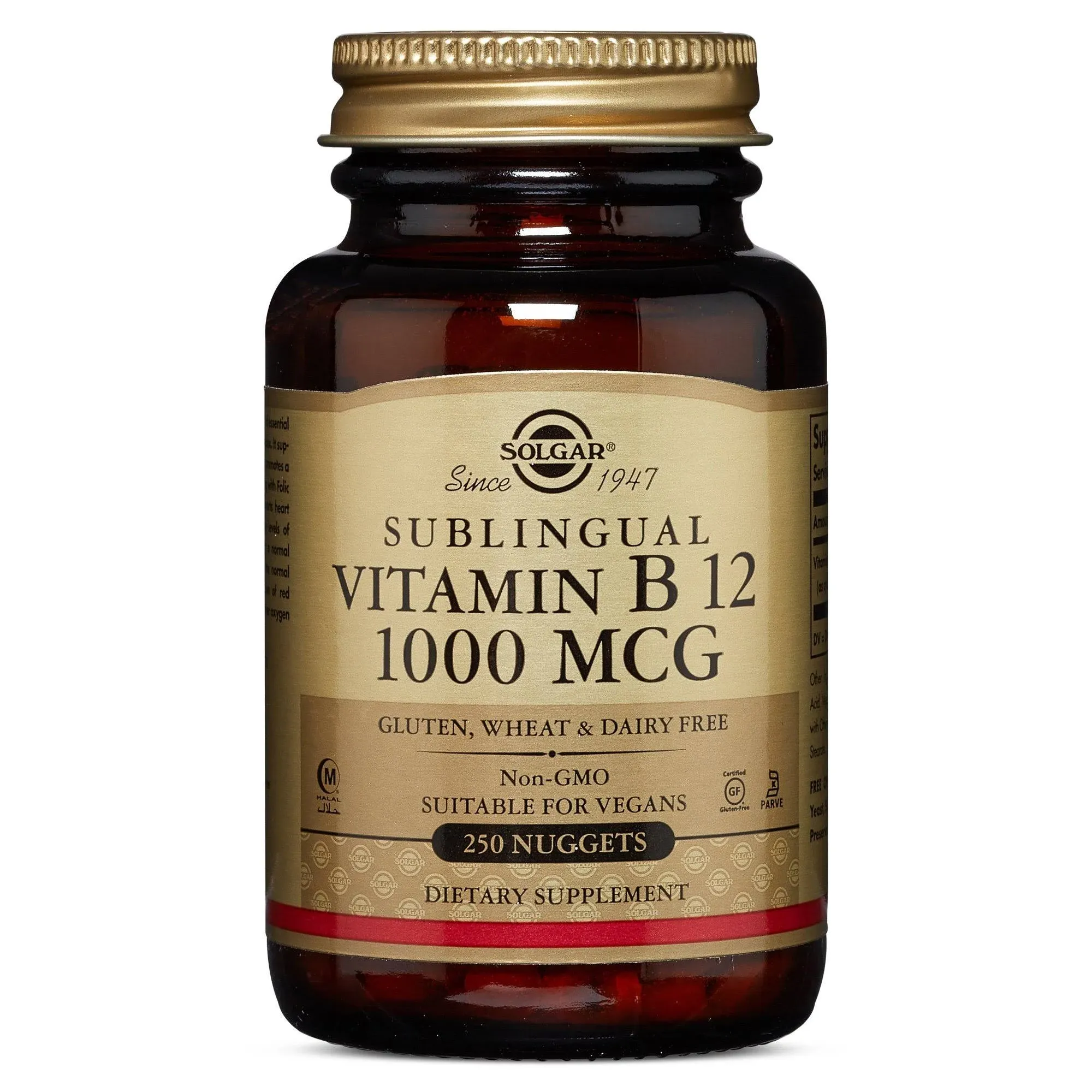 Solgar, Vitamine B12 sublinguale, 1000 µg, 250 comprimés