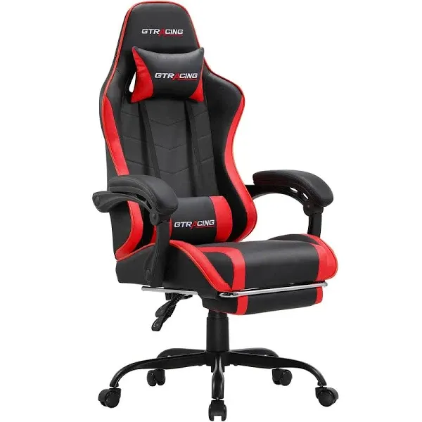 GTRACING Gtw-200 Reclining & Adjustable Height Gaming Chair with Footrest, Red ...