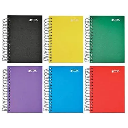 Better Office 1-Subject Notebooks, 4" x 5.5", College Ruled, 200 Sheets, 6/Pack (25906-6PK)