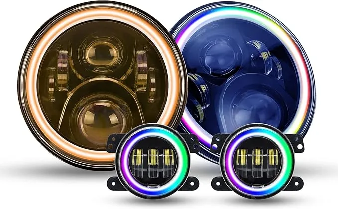 SUPAREE 7 Inch RGB Headlight and Jeep LED Fog Lights