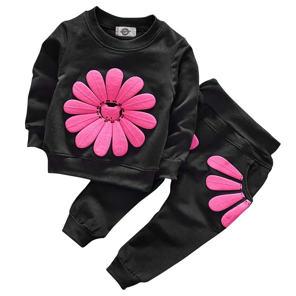 Toddler Baby Girls Sunflower Clothes Set Long Sleeve Top and Pants 2pcs Outfi...