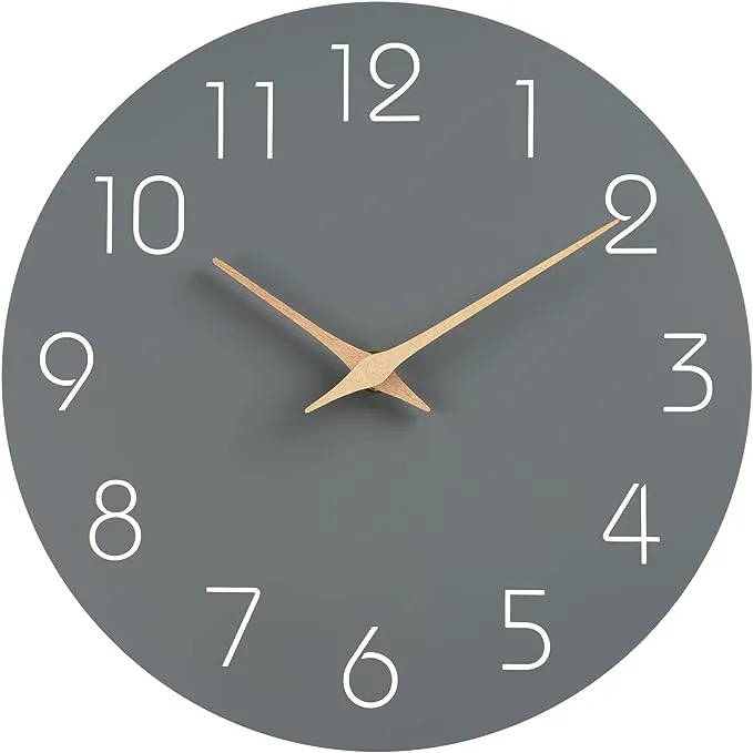 Modern Wall Clock Silent Non-Ticking Wall Clocks Battery Operated 10 Inch