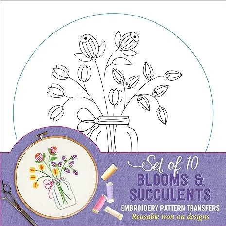 Blooms & Succulents Embroidery Pattern Transfers (set of 10 hoop designs!)