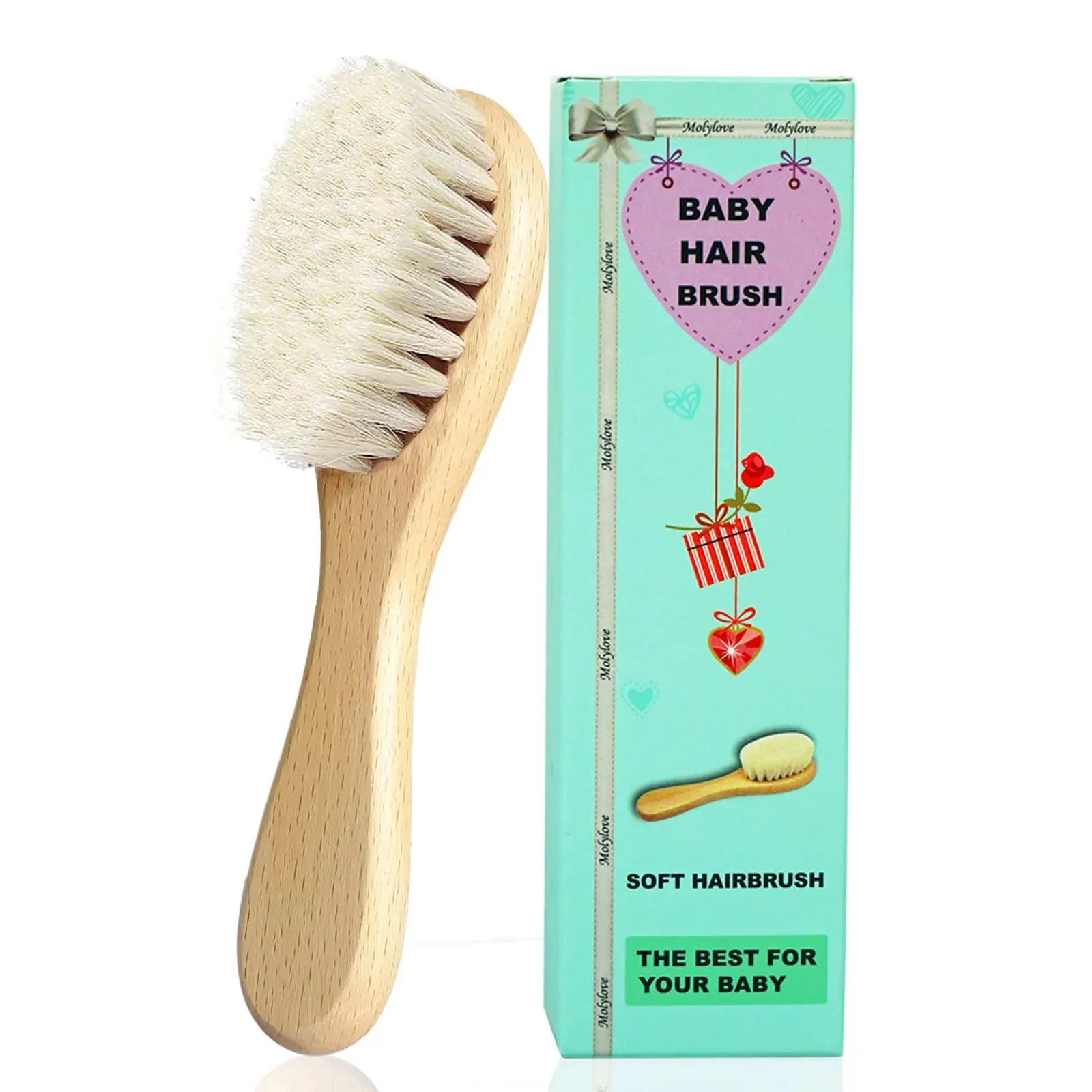 Baby Hair Brush, Wooden Goat Bristles Hair Brush for Newborns & Toddlers, Ideal for Cradle Cap, Perfect Baby Registry Gift, Hypoallergenic, 1 Count