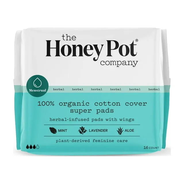 The Honey Pot Herbal Pads Super - 16 ct