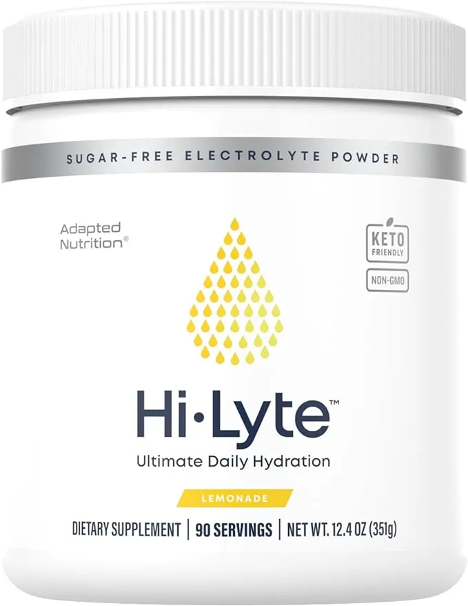 Hi-Lyte Electrolytes Powder, Pink Lemonade Daily Hydration Supplement Drink Mix, 90 Servings | Sugar-Free, 0 Calories, 0 Carbs | No Maltodextrin. Gluten-Free | Supports Keto | Light Refreshing Flavor