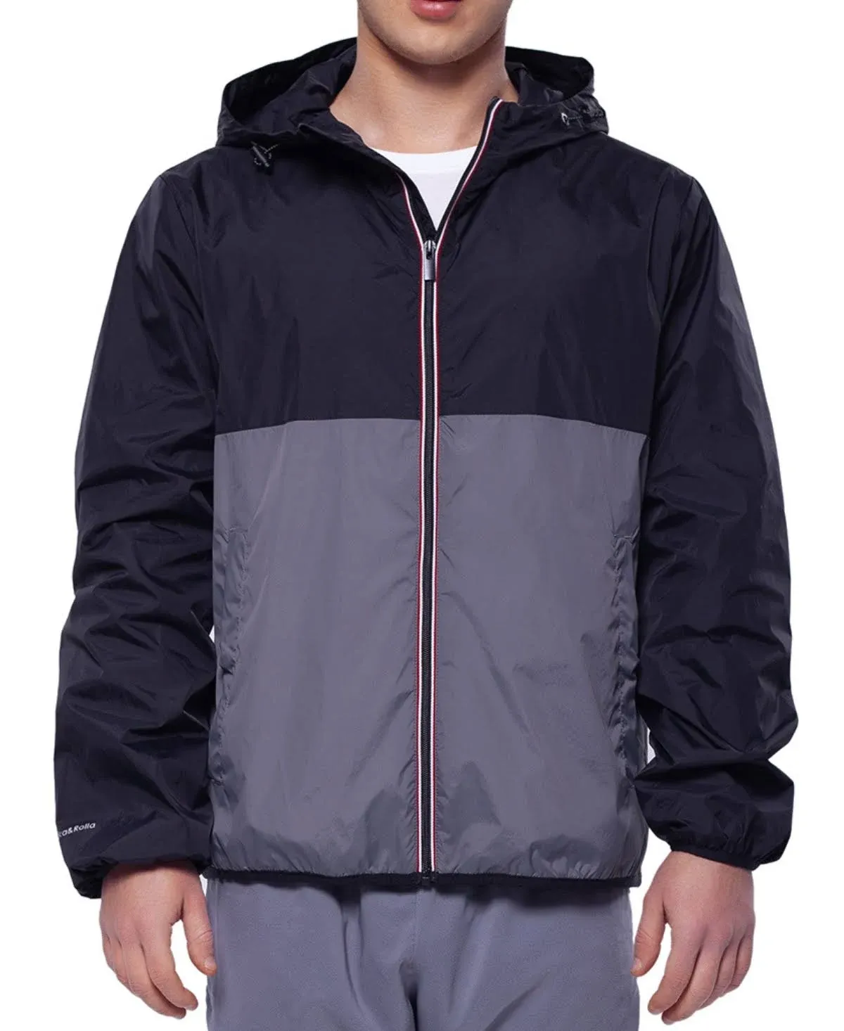 "Men's Packable Mesh Lined Lightweight Windbreaker Jacket In Black Gray"