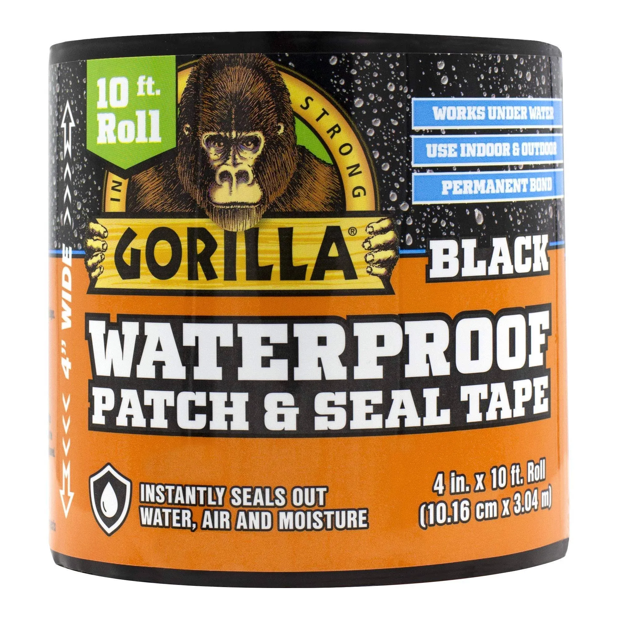 Gorilla 10 ft. x 4 in. Waterproof Patch Seal Tape, Black