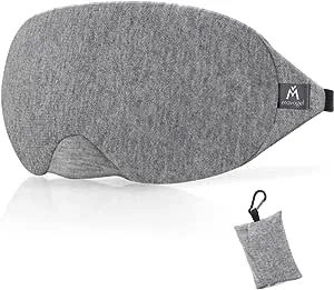 Mavogel Cotton Sleep Mask - Updated Design Light Blocking Sleep Eye Mask, Soft and Comfortable Night Sleeping Mask for Men Women, Eye Blinder for Travel/Sleeping, Includes Travel Pouch, Grey