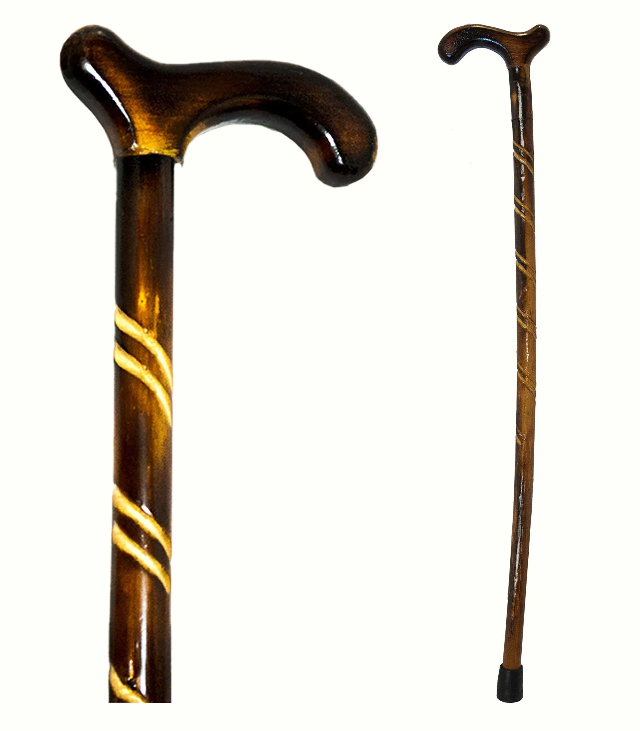 RMS Wood Cane - 36 Inch Natural Wood Walking Stick - Handcrafted Wooden Offset Canes and Walking Canes for Men or Women