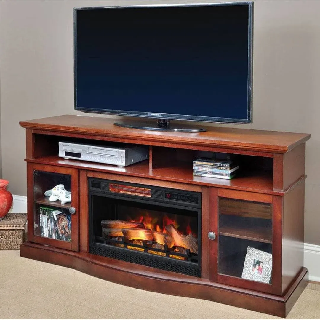 Chimneyfree Walker Infrared Electric Fireplace Entertainment Center in Cherry ...