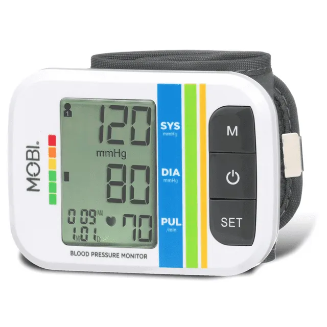 Mobi Wrist Blood Pressure Monitor - One Touch Use Irregular Heartbeat Detection