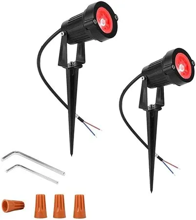 2 Pack Outdoor 12V Landscape Lighting with Spike Stand Red