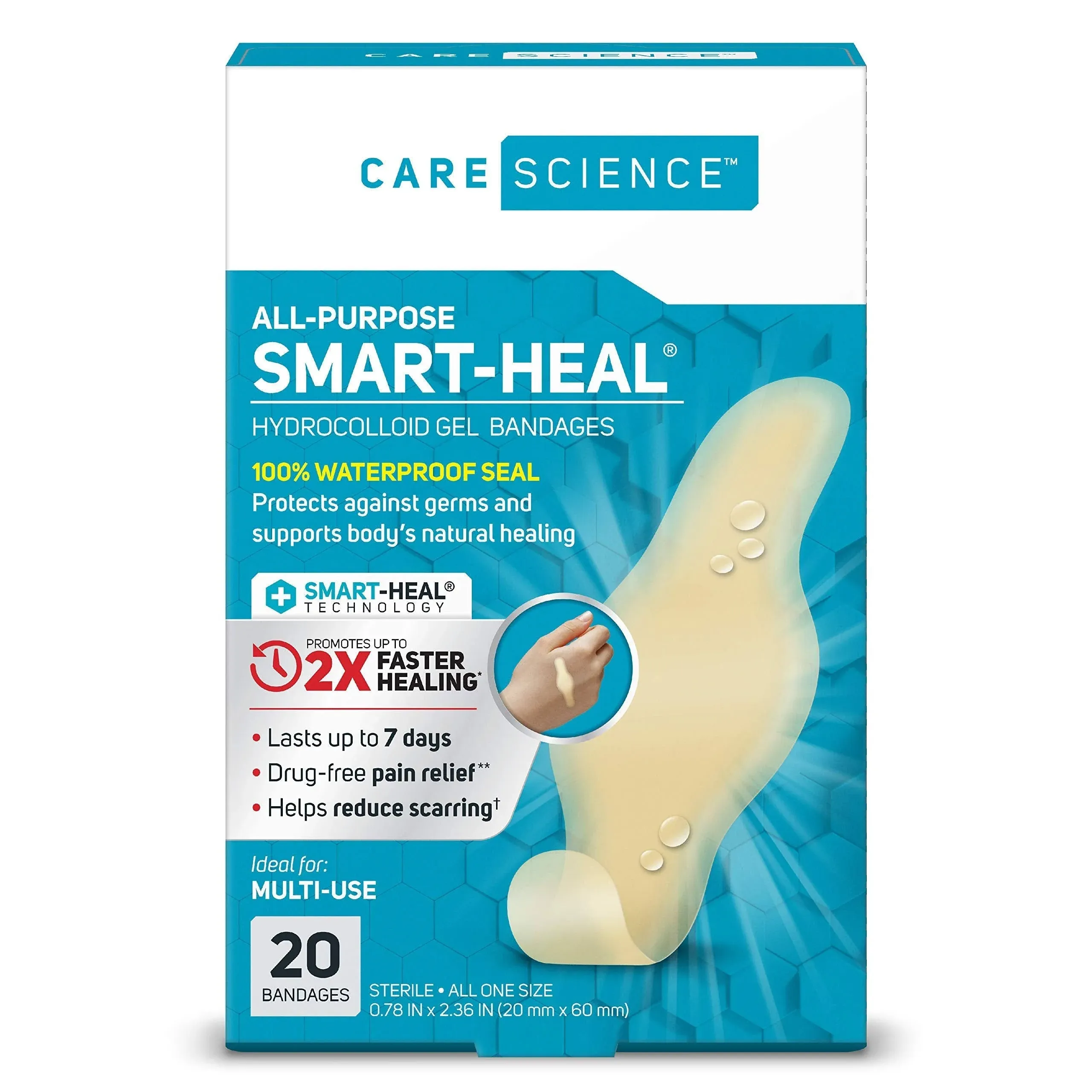 Care Science Fast Healing All-Purpose Hydrocolloid Gel Bandages 20 ct | 100 ...