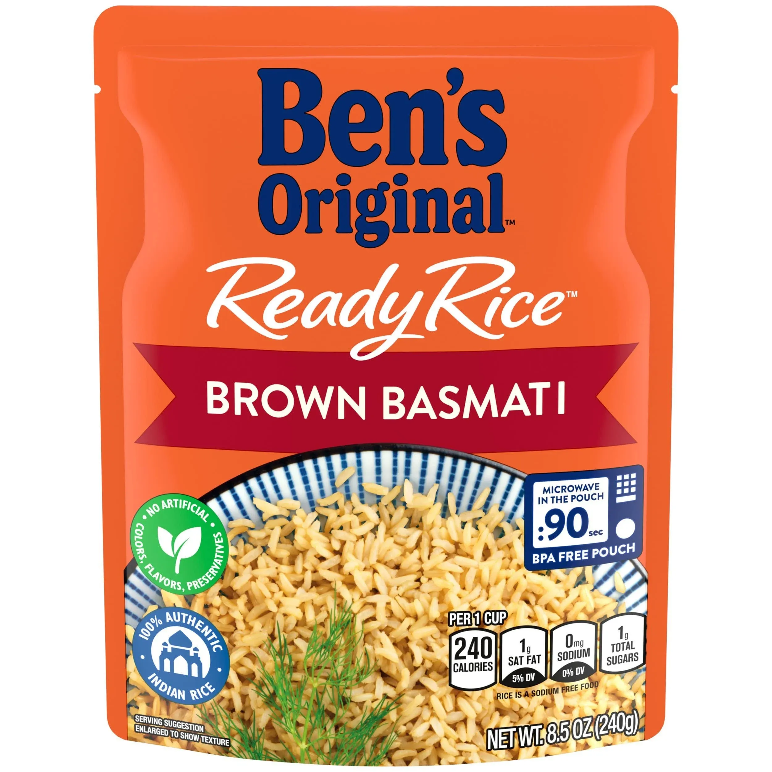 Ben's Original Ready Rice Brown Basmati Rice, Easy Dinner Side, 8.5 oz Pouch ...