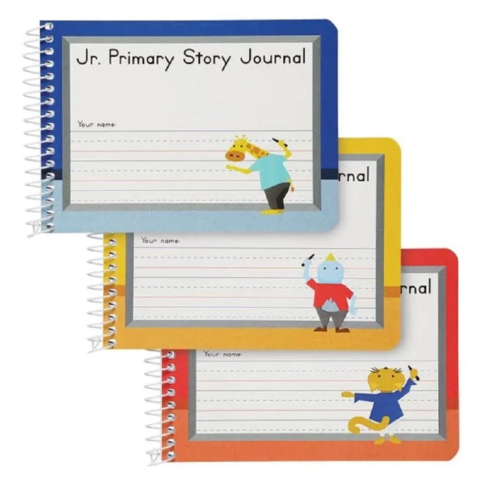 Oxford Jr. Primary Composition Spiral Notebooks, School Supplies, Notebooks for School, 4-7/8 x 7-1/2 Inches, Kids Journal, Pre-K, Grades K-2, 100 Sheets/200 Pages, Red, Yellow, Blue (63885)