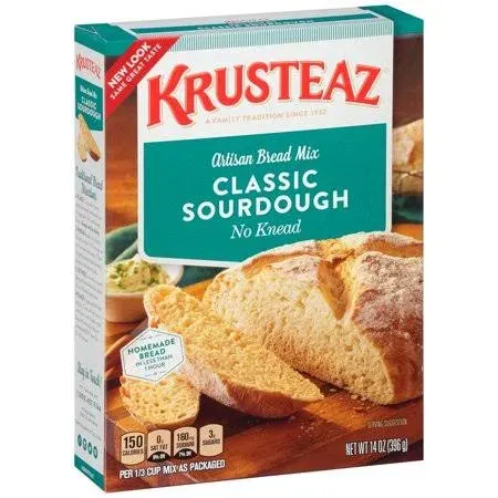 Krusteaz Sourdough Flavored No Knead Bread Mix, 14 oz (Pack of 12)