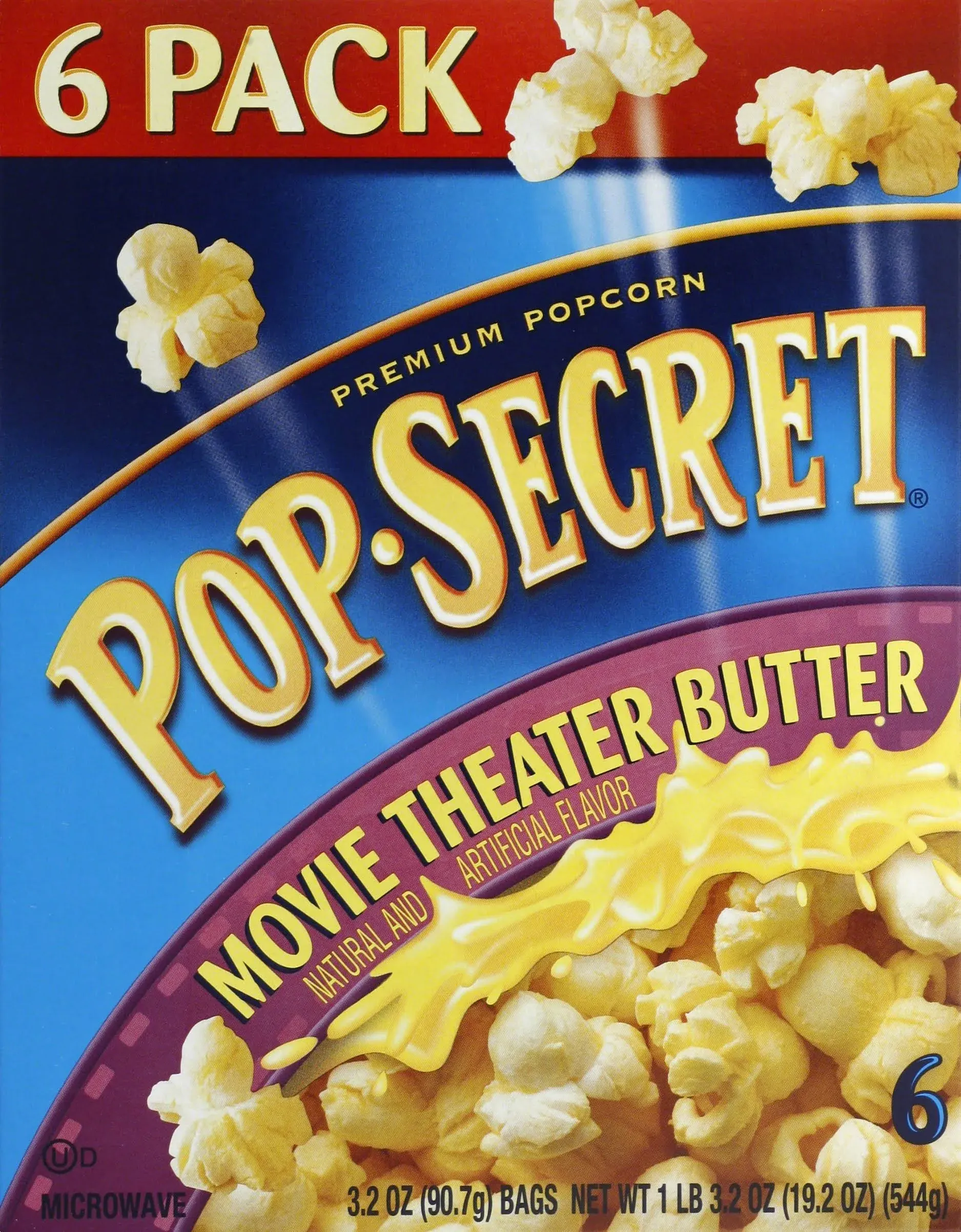 Pop Secret Microwave Popcorn, Movie Theater Butter Flavor, 3.2 Oz Sharing Bags, 6 Ct